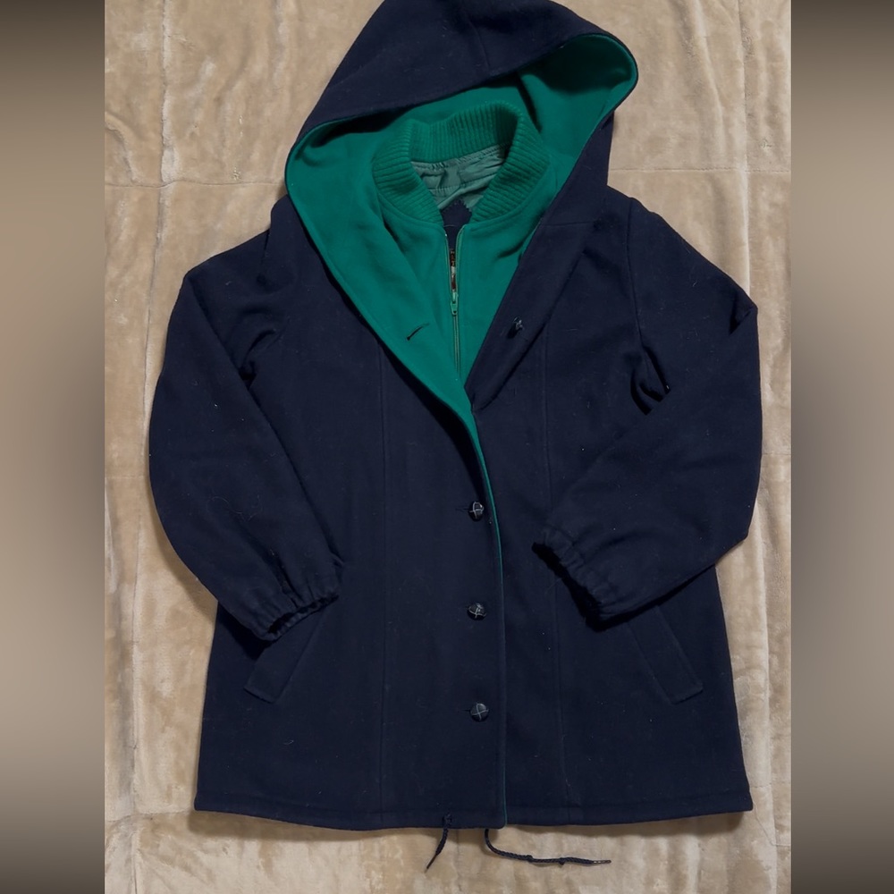 Navy blue vintage wool coat